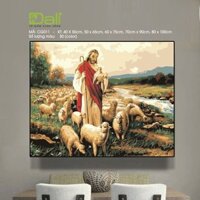 Tranh treo tường tự tô màu số hóa DALI Tranh Chúa Giesu bên đàn cừu CG011