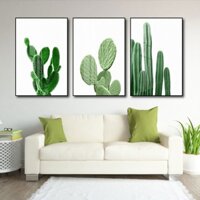 Tranh Treo Tường Xương Rồng - Tranh Hoa Lá Treo Phòng Khách, Phòng Ngủ, Hành Lang Laminate Tráng Gương