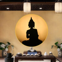 Tranh Tròn Tráng Gương 3D - Tranh Treo Tường Phật Tĩnh Lặng Nghệ Thuật