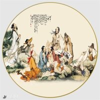 Tranh tròn treo tường Bát tiên GLTR1194 tặng kèm phụ kiện