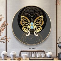 Tranh tròn treo tường Con bướm GLTR1815 tặng kèm phụ kiện