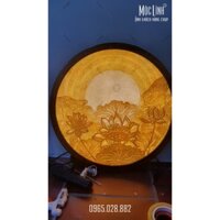 Tranh trúc chỉ tròn Đại Việt thủ công từ bột tre mẫu sen quầng phong thủy cho gian thờ