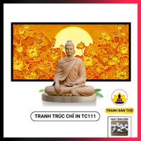 Tranh Trúc In Ngang Hình Sen TC111, Đèn Thờ Hào Quang Mặt Tranh Tráng Gương Tài Lộc, Bài Vị Thần Tài - TRANH HOẰNG PHÁP