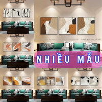 Tranh trừu tượng bộ 3 khổ vuông trang trí phòng khách in vải canvas đã có khung và phụ kiện treo nhiều mẫu