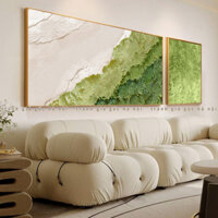 Tranh trừu tượng khổ ngang decor phòng khách sau sofa hiện đại chất liệu vải canvas đã có khung composite tặng kèm đinh