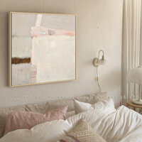 Tranh trừu tượng khổ vuông cỡ nhỏ trang trí phòng khách phòng ngủ phong cách Wabi sabi chất vải canvas đã có khung