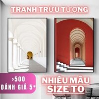 Tranh trừu tượng không gian 3d trang trí phòng khách cầu thang hiện đại nhiều mẫu hot chất liệu vải canvas nhập có khung