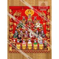 Tranh Tứ Phủ Công Đồng 3D (KHÔNG KHUNG) khổ lớn chất liệu vải bóng cao cấp dày dặn