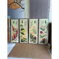 Tranh Tứ quí tráng gương phòng cách thủy mặc cổ kính đẹp/ Tranh phong cách Trung Hoa/ Tranh sẵn treo cỡ theo yêu cầu