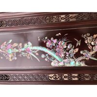 Tranh tứ quý bốn mùa gỗ gụ khảm ốc kết hợp với vỏ bào ngư xanh đỏ kt 371073.5cm