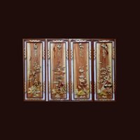 Tranh tứ quý gỗ gõ đỏ 112x40x3cm