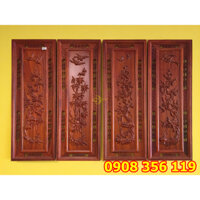 Tranh tứ quý gỗ hương cao 1,07m