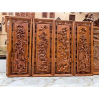 Tranh Tứ Quý Gỗ Hương Đá Đục Kênh Bong kt 127/47/5cm