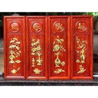 Tranh tứ quý gỗ hương hàng sắc xảo