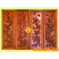 Tranh tứ quý gỗ hương huyết