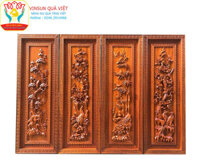 Tranh Tứ Quý Gỗ Tùng Cúc Trúc Mai Gỗ Hương Nguyên Tấm VinSun