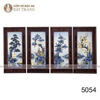 Tranh Tứ Quý Gốm Sứ Bát Tràng Dát Vàng – 5054