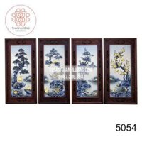 Tranh Tứ Quý Gốm Sứ Bát Tràng Dát Vàng – 5054