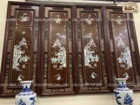 Tranh Tứ Quý Khảm Cầm Kỳ Thi Hoạ Gỗ Gụ Mật khảm ốc đẹp