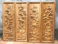 Tranh tứ quý tùng cúc trúc mai gỗ pơ mu 120x40x4cm