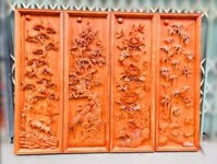Tranh tứ quý tùng cúc trúc mai gỗ hương đá 117x37x5cm