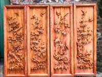 Tranh tứ quý tùng cúc trúc mai gỗ hương đá 117x37x5cm