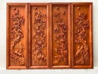 Tranh tứ quý tùng cúc trúc mai gỗ hương đỏ Nam Phi 117x37x4cm