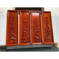 Tranh Tứ Quý Tùng Cúc Trúc Mai Gỗ Hương Đá