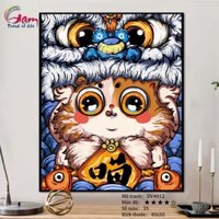 Tranh tự tô màu theo số sơn dầu số hóa GAM linh vật may mắn DV4012 có khung đã căng
