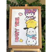 Tranh tự vẽ Happy time khổ A3 kèm khung