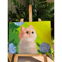 Tranh tự vẽ mèo con nhớ mẹ, khổ A3 kèm khung