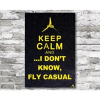 Tranh Vải Bạt Treo Tường in Chữ keep calm and fly Nghệ Thuật Đơn Giản Trang Trí Nhà Cửa