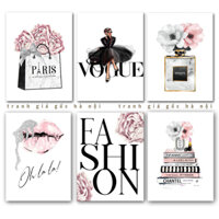 Tranh vải canvas có khung decor shop thời trang quần áo giầy dép nước hoa sang trọng tặng kèm đinh treo