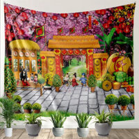 Tranh Vải Trang Trí Tết, Thảm Vải Trang Trí Decor Tết, Phông Trang Trí Tiểu Cảnh Tết, TRANH VẢI LỤA