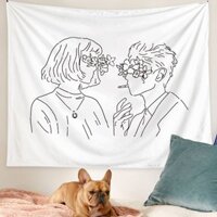 Tranh vải treo tường thảm xofa decor phòng phong cách trừu tượng Minimal ĐEN TRẮNG