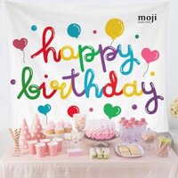 Tranh vải treo tường trang trí party Happy birthday balloon 75x95