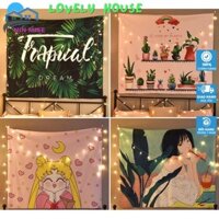 Tranh vải treo tường trang trí phòng ngủ, phòng live siêu đẹp (tặng móc treo) (size  130x150cm)