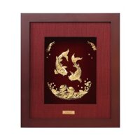 Tranh Vàng 24K PRIMA ART - Cá Chép Tài Lộc - Kích thước 29 x 25 cm - CGS-0466-06