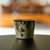 Tranh Vàng Cổ Xanh Trắng Nho Gốm Đá Xô Cốc Cá Nhân Chuyên Dụng Master Cup Sáng Tạo Cốc Trà Gốm [A117-01]