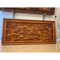 Tranh Vinh Quy Bái Tổ Gỗ Gõ Đỏ Kích thước dài 237cm cao 107cm dày 8cm