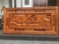 Tranh vinh quy bái tổ gỗ hương 197x97x4cm