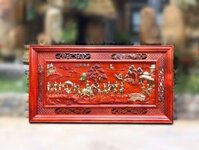 Tranh vinh quy bái tổ gỗ hương đỏ dát vàng 127x67x4cm