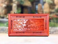 Tranh vinh quy bái tổ gỗ hương 155x79x4cm