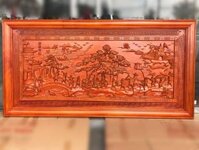 Tranh vinh quy bái tổ gỗ hương đỏ Nam Phi 155x79x4cm