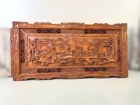 Tranh vinh quy bái tổ gỗ hương 197x97x4cm