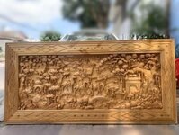Tranh vinh quy bái tổ gỗ pơ mu 173x83x4cm
