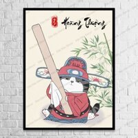 Tranh vô tri hài hước  QUAN MÈO HOÀNG THUONG | Tranh QUAN MÈO HOÀNG THUONG vô tri hài hước 30x40