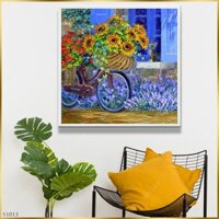 Tranh Vuông Giỏ Hoa Xe Đạp S1013
