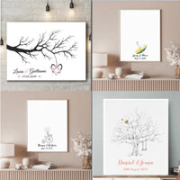 Tranh Wedding Tree In Dấu Vân Tay - Finger Print Tree - Chất Liệu Canvas Trong Ngày Cưới [TẶNG KÈM 2-4 MÀU NGẪU NHIÊN]