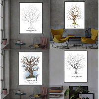 Tranh Wedding Tree In Dấu Vân Tay - Finger Print Tree - Chất Liệu Canvas Trong Ngày Cưới [TẶNG KÈM 2-4 MÀU NGẪU NHIÊN]